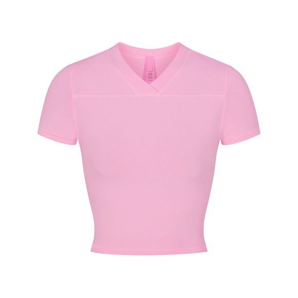 NEW VINTAGE SPORT CROPPED V NECK T-SHIRT | COTTON CANDY - Picture 1 of 4
